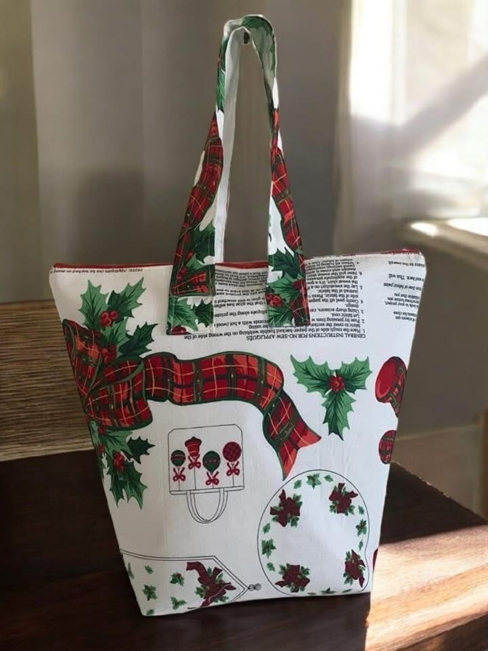 Festive Red & Green Holiday Tote Bag